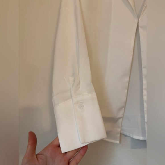NWOT Satin White Collared Blouse - Picture 3 of 8